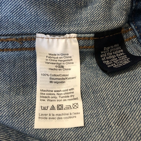 MADEWELL The Boxy Crop Jean Jacket Heart Edition Print Size XS - Picture 9 of 11